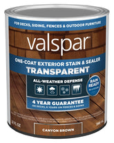 Valspar VL1028077-14 Stain and Sealer, Transparent, Canyon Brown, Liquid, 1 qt